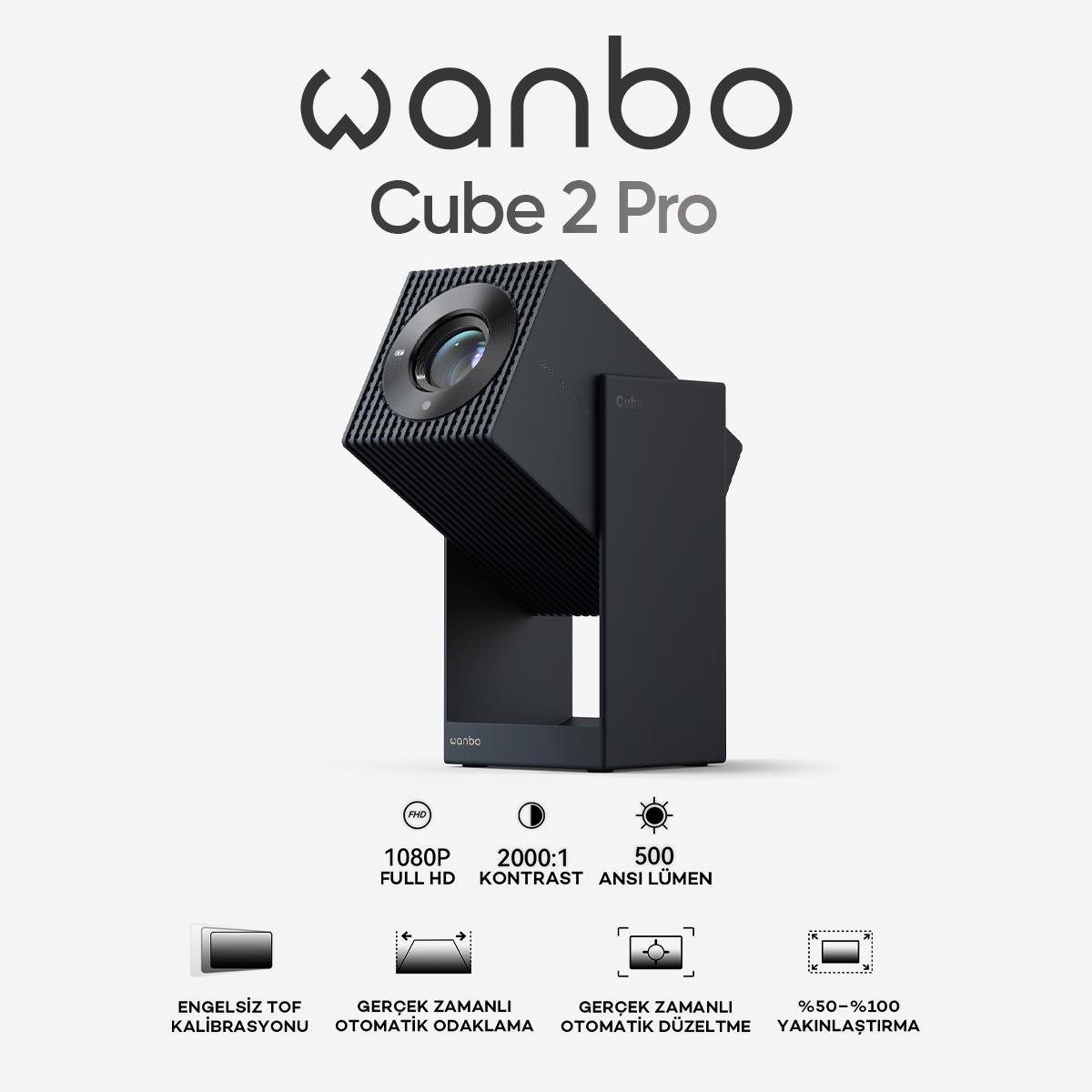 WANBO Cube 2 Pro Taşınabilir Kendinden Standlı Projeksiyon Cihazı