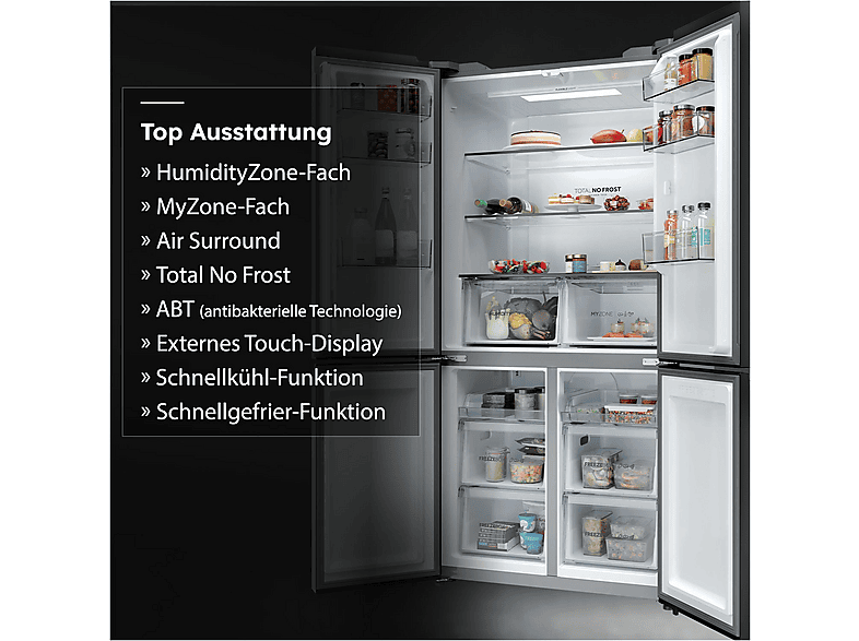 Haier HCR39F19ENPT Cube 90 3 French-Door Kühl- und Gefrierkombination (651 l, E, 1905 mm hoch, No Frost (verminderte Eisbildung), Slate Black) — Foto 2 von 5