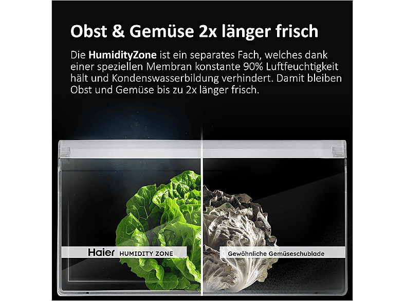 Haier HCR39F19ENPT Cube 90 3 French-Door Kühl- und Gefrierkombination (651 l, E, 1905 mm hoch, No Frost (verminderte Eisbildung), Slate Black) — Foto 3 von 5