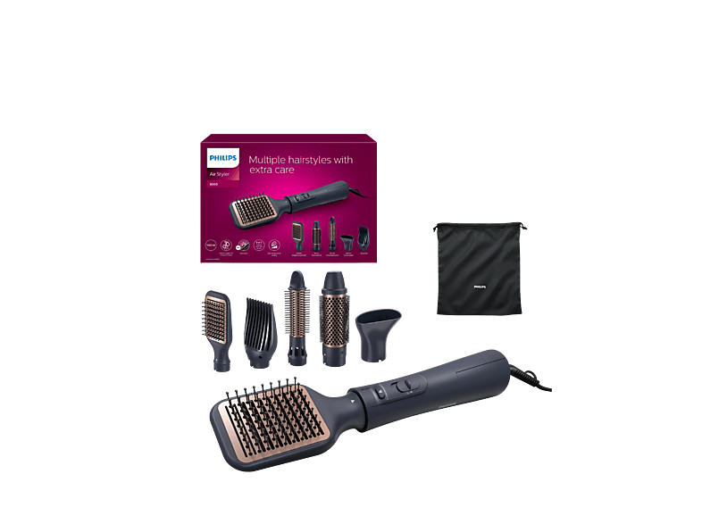Philips Bha530/00, Argan Yağı Seramik Kaplama, +5 Aparat, 3 Isı ve Hız Ayarı Saç Şekillendirme Kurutma Seti