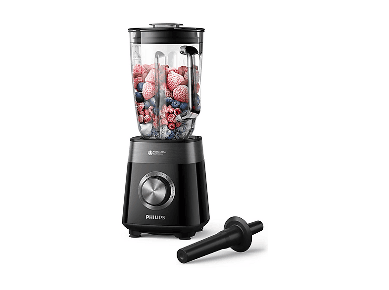 FRULLATORE PHILIPS Serie 5000 STH3030/00, Potenza 1200 W, Caraffa da 2 l, 3 velocità, Vetro, ProBlend Plus, Lama a stella 4 punte in acciaio inossidabile., Nero/Metallo