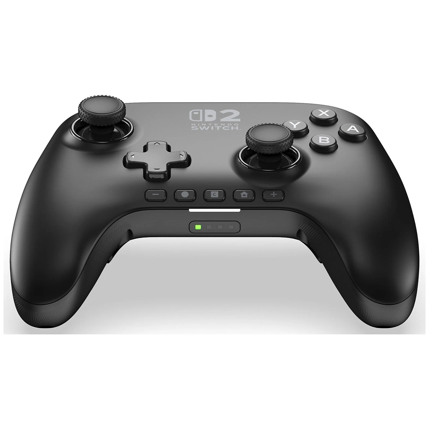 A black Nintendo Switch controller with two analog sticks and buttons.