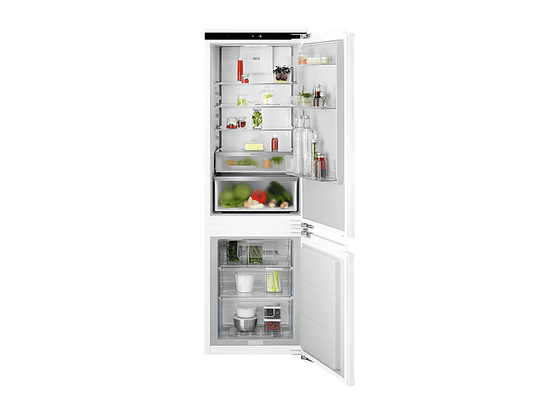FRIGORIFERO DA INCASSO AEG TC7CS181AF, Capacità netta totale 244 l, Rumorosità: 27 dB(A), 3 ripiani, Dimensioni: L 55,7 cm A 176,9 P 54,9 cm, Bianco, Classe