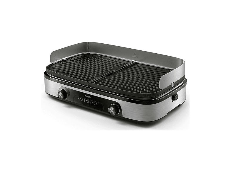 BISTECCHIERA PHILIPS Serie 5000 HD6222/90, Potenza 2400 W, altezza regolabile, Contenitore olio antiaderente, Piastre asportabili, Compatibile per lavastoviglie, Alluminio