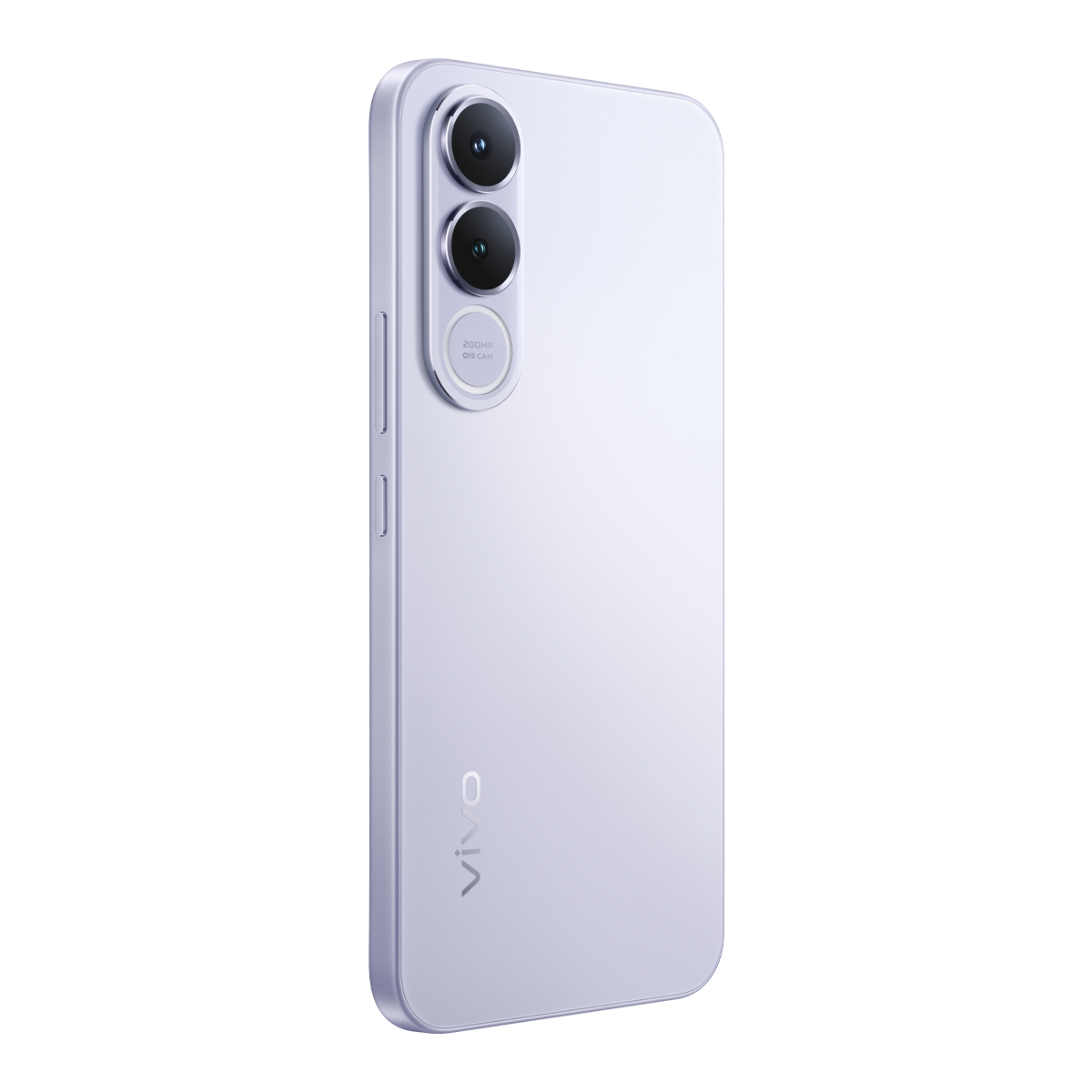 İki kamera lensli ve Vivo logolu açık mor akıllı telefonun arkası.
