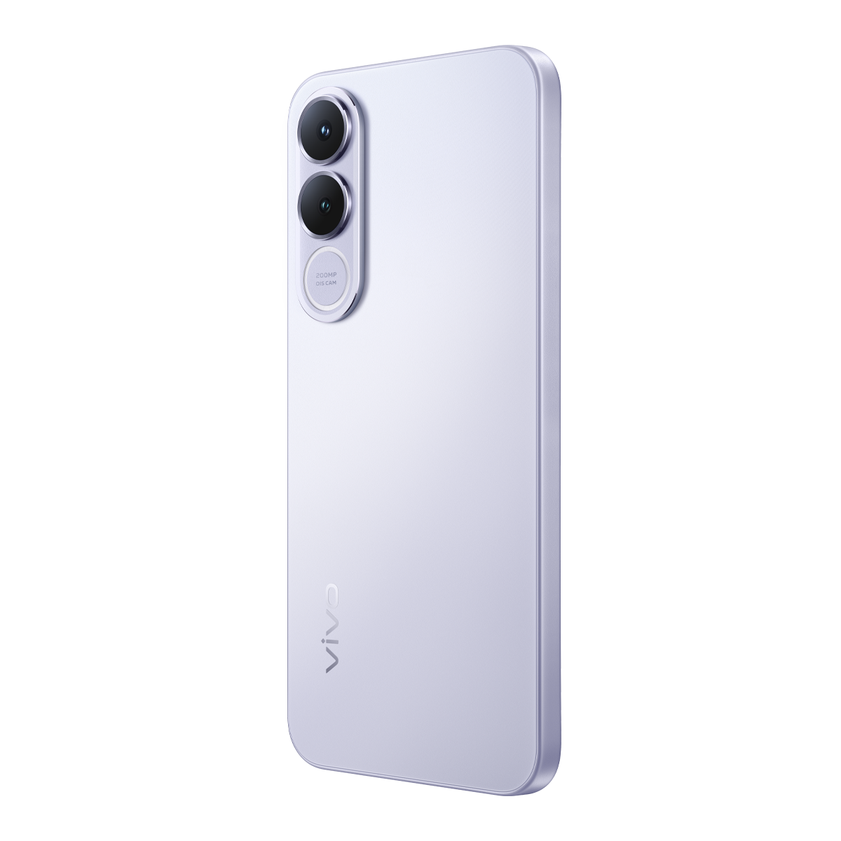 Arkada üç kamerası ve Vivo logosu bulunan mor bir akıllı telefon.