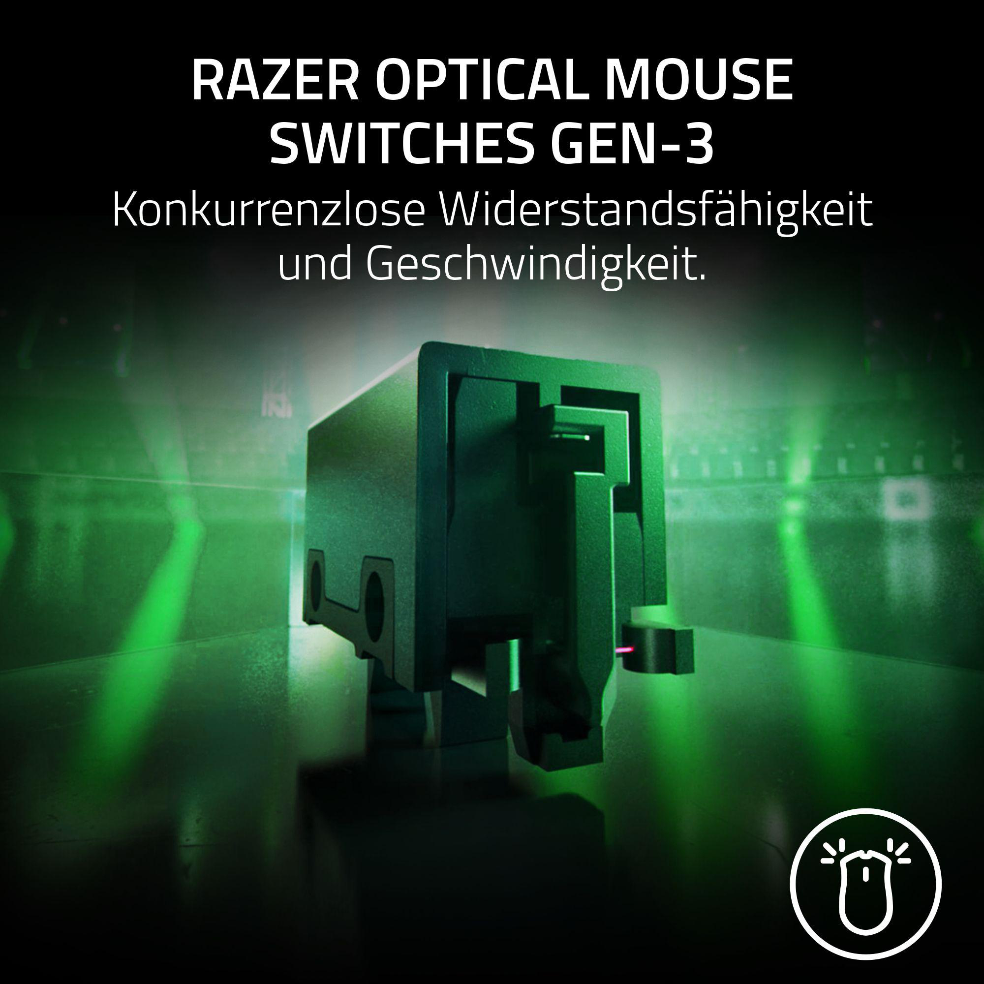 Razer-Optik-Maus-Schalter Gen-3 in Dunkelgrün. Technisches Design.
