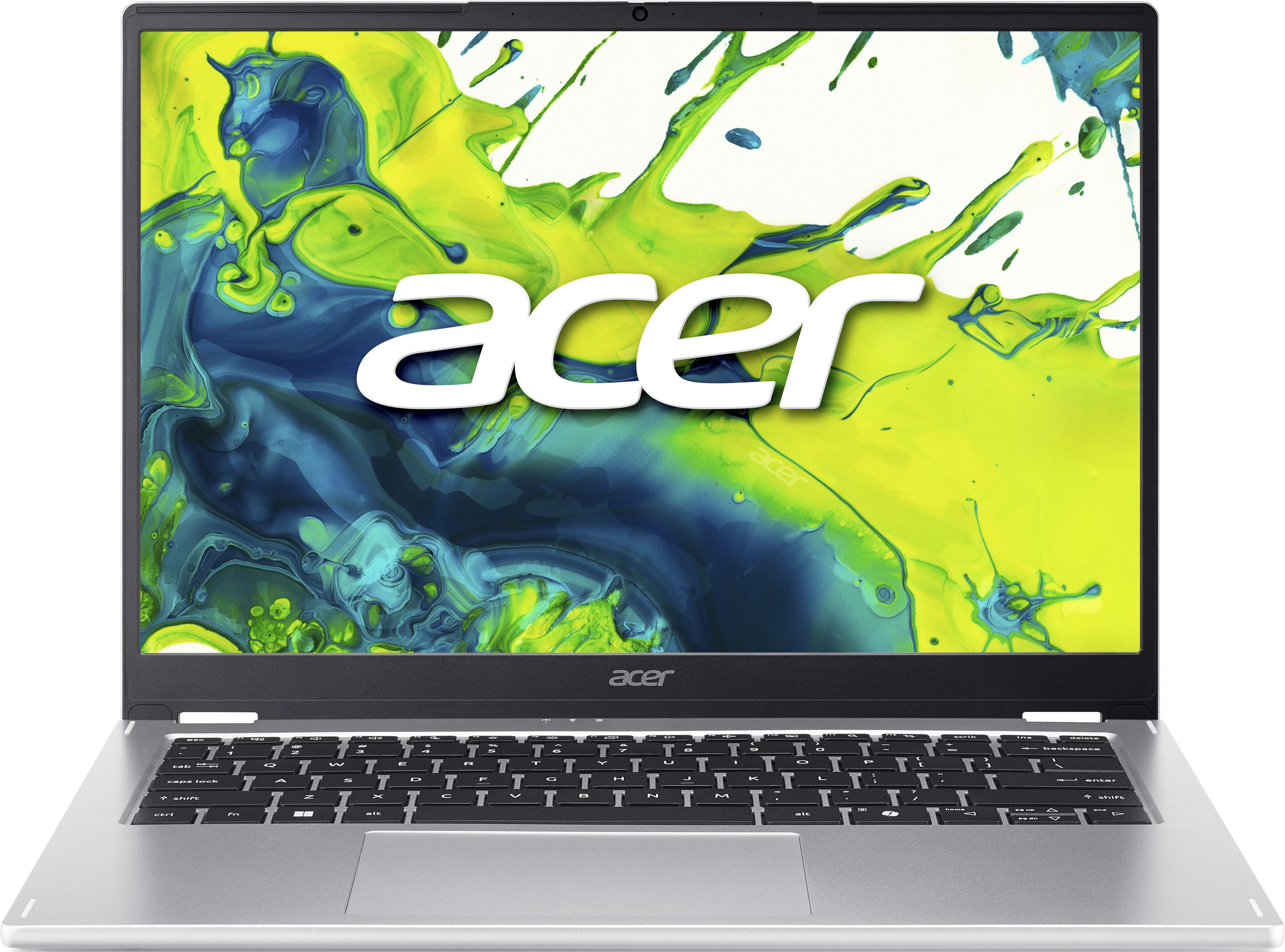 Ein geöffneter Laptop mit einem bunten Hintergrund und dem Acer-Logo.