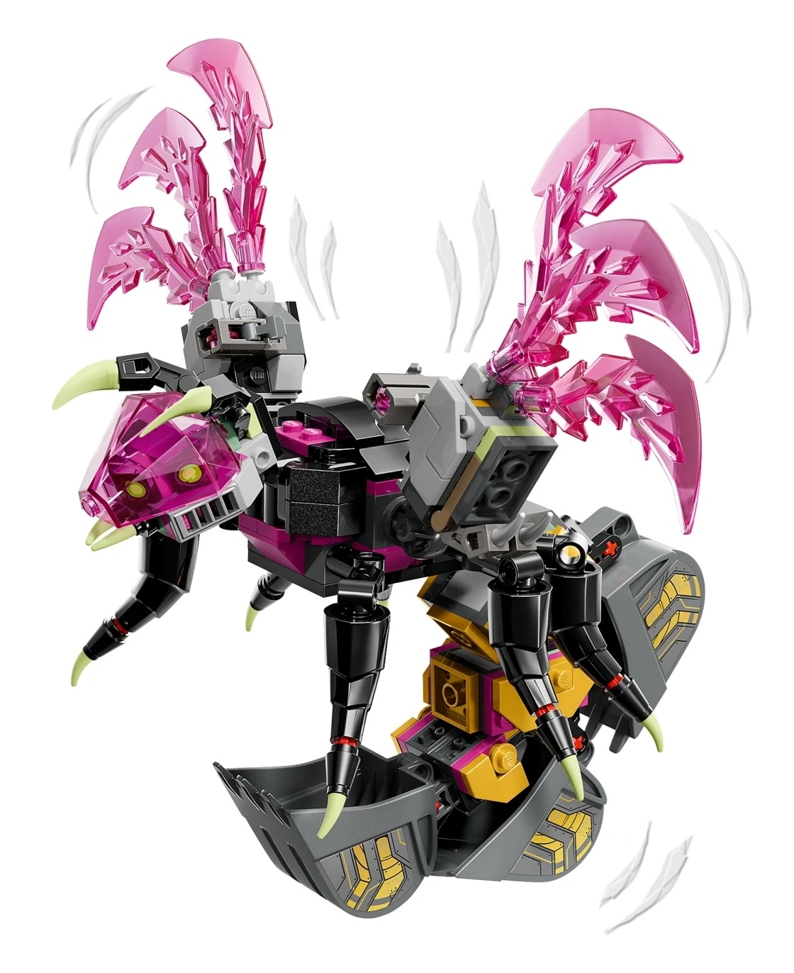 Lego owad z różowymi skrzydłami i szponem.
