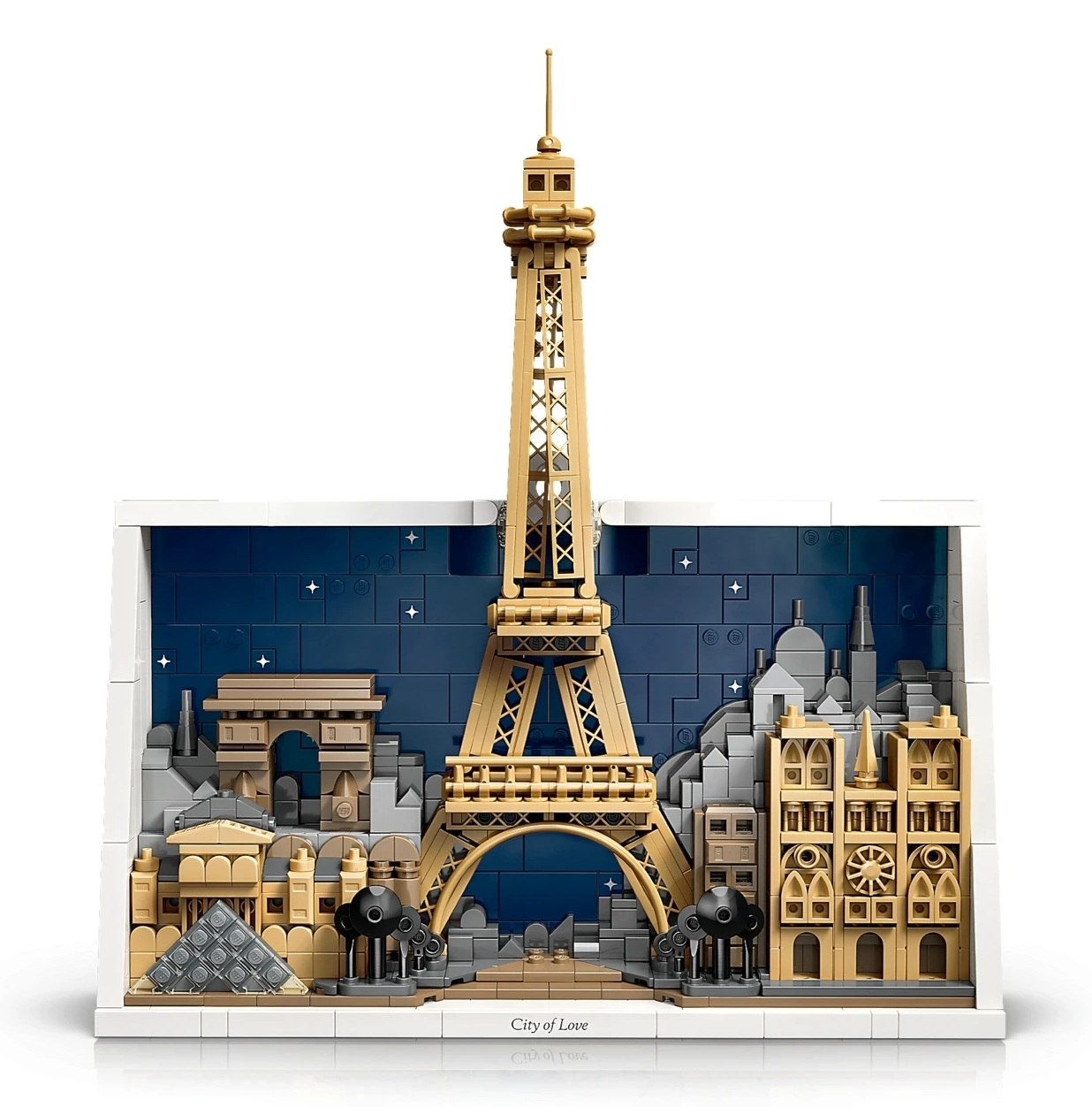 Model Lego Paryża z Wieżą Eiffla, Łukiem Triumfalnym, Luwrem, Notre Dame.