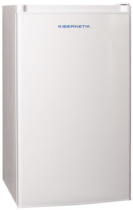 Un réfrigérateur blanc avec le logo bleu KIBERNETIK.