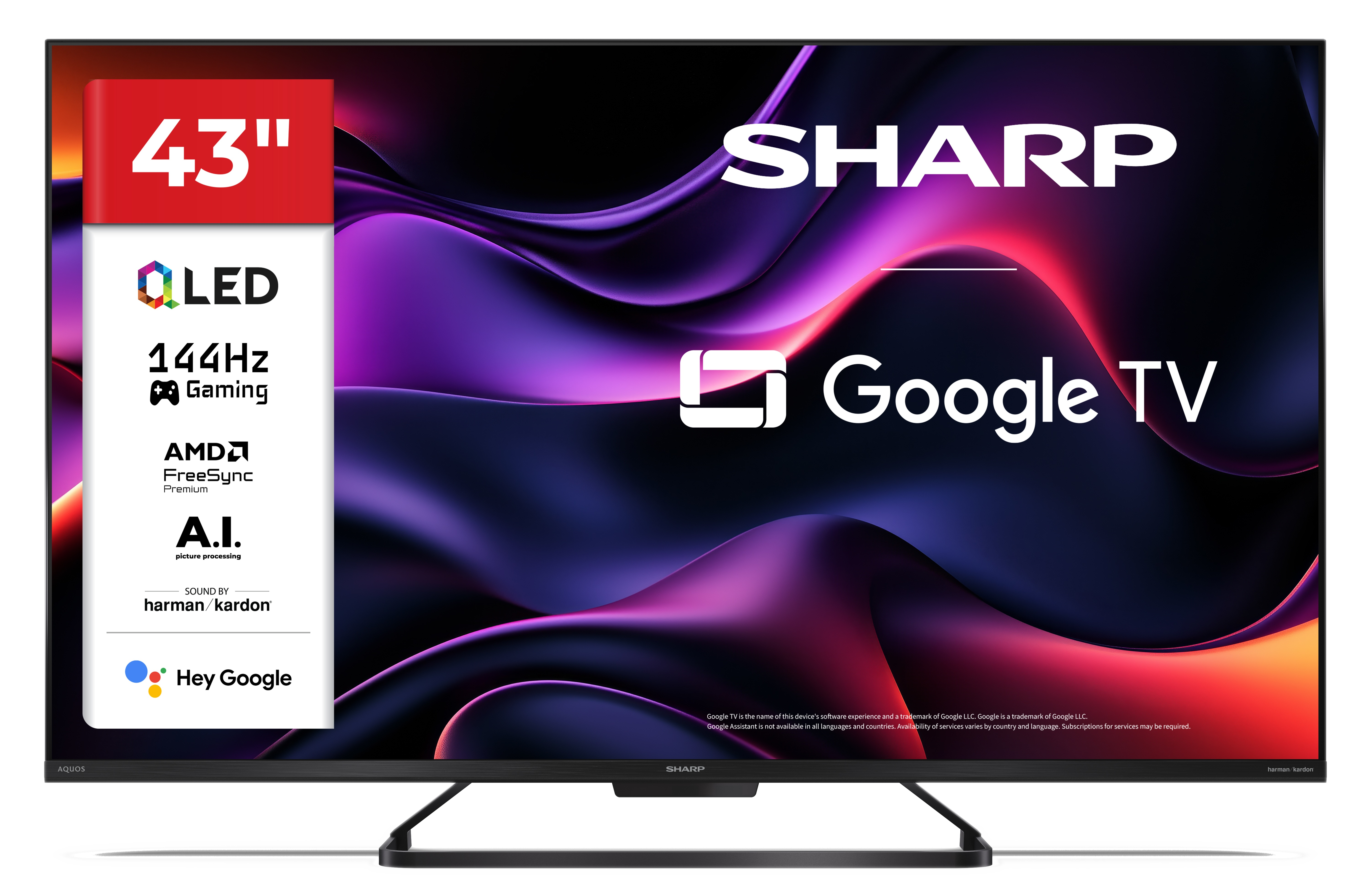 Telewizor OLED 43 cale z funkcją 144Hz do gier, AMD FreeSync i Google TV.