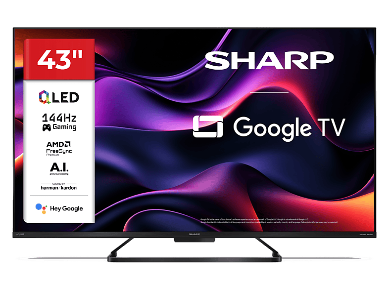 Telewizor QLED SHARP 43HR8465E 43" 4K 144Hz Google TV Dolby Vision IQ Czarny