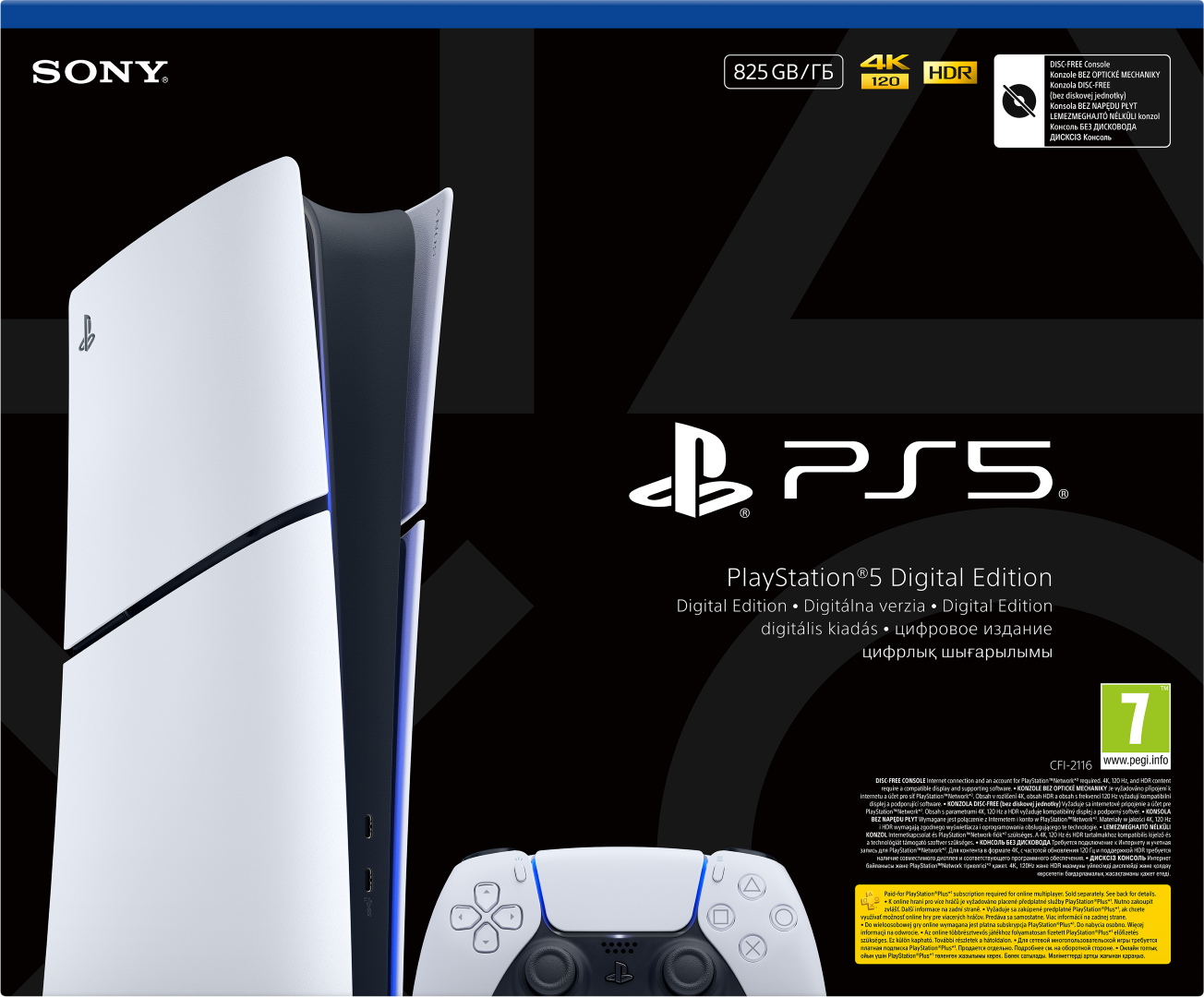 Konsola Sony PlayStation 5 Edycja Cyfrowa z kontrolerem, czarno-biała.