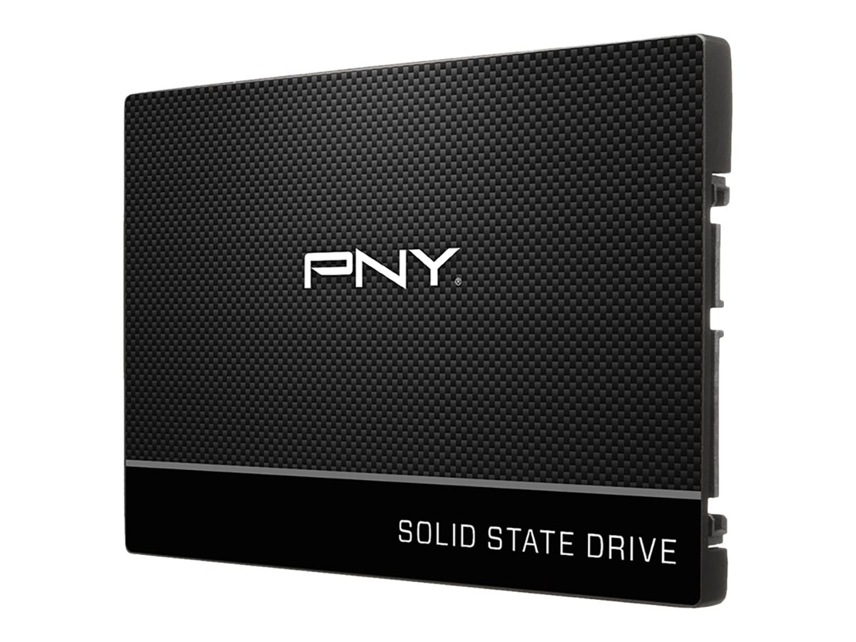 Schwarze SSD mit PNY-Logo und "SOLID STATE DRIVE"-Schriftzug.