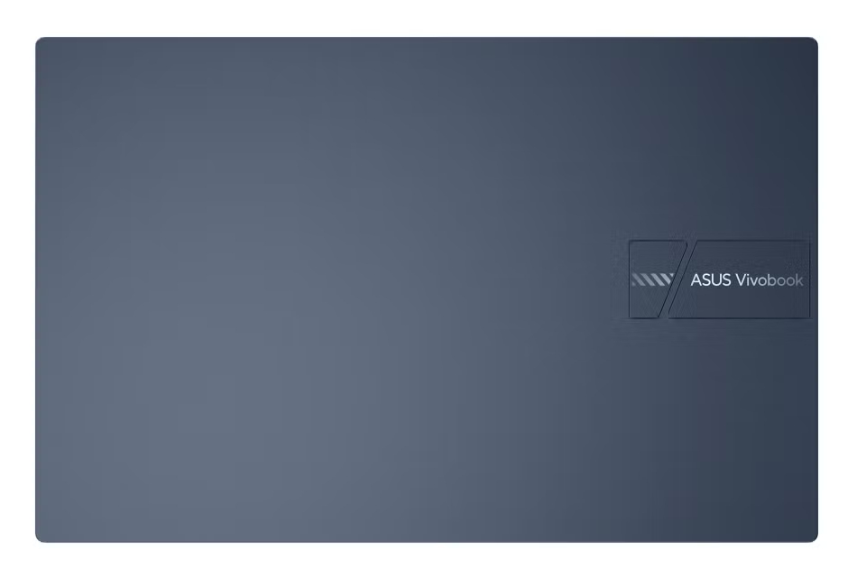 Ciemnoniebieska obudowa laptopa z logo ASUS Vivobook.