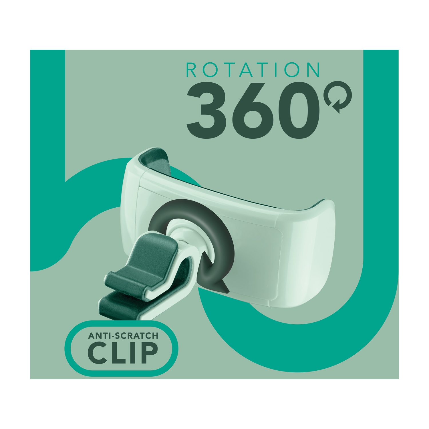 Clip rotante antigraffio con rotazione a 360 gradi.