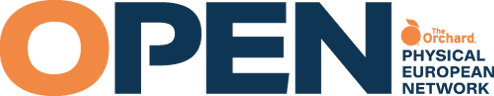Das Logo zeigt die Worte OPEN und THE ORCHARD PHYSICAL EUROPEAN NETWORK.