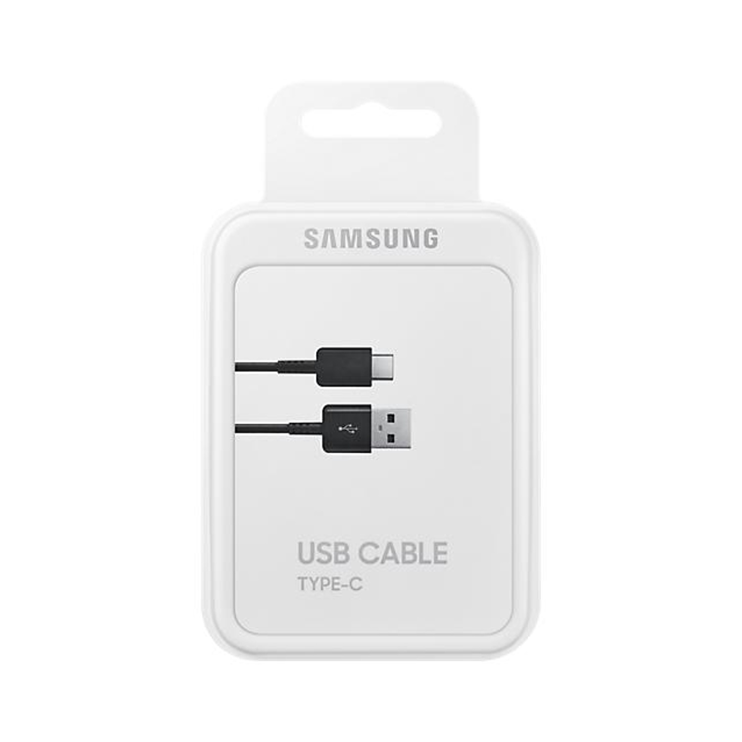 Cavo USB-C Samsung in confezione bianca, con immagine del cavo.