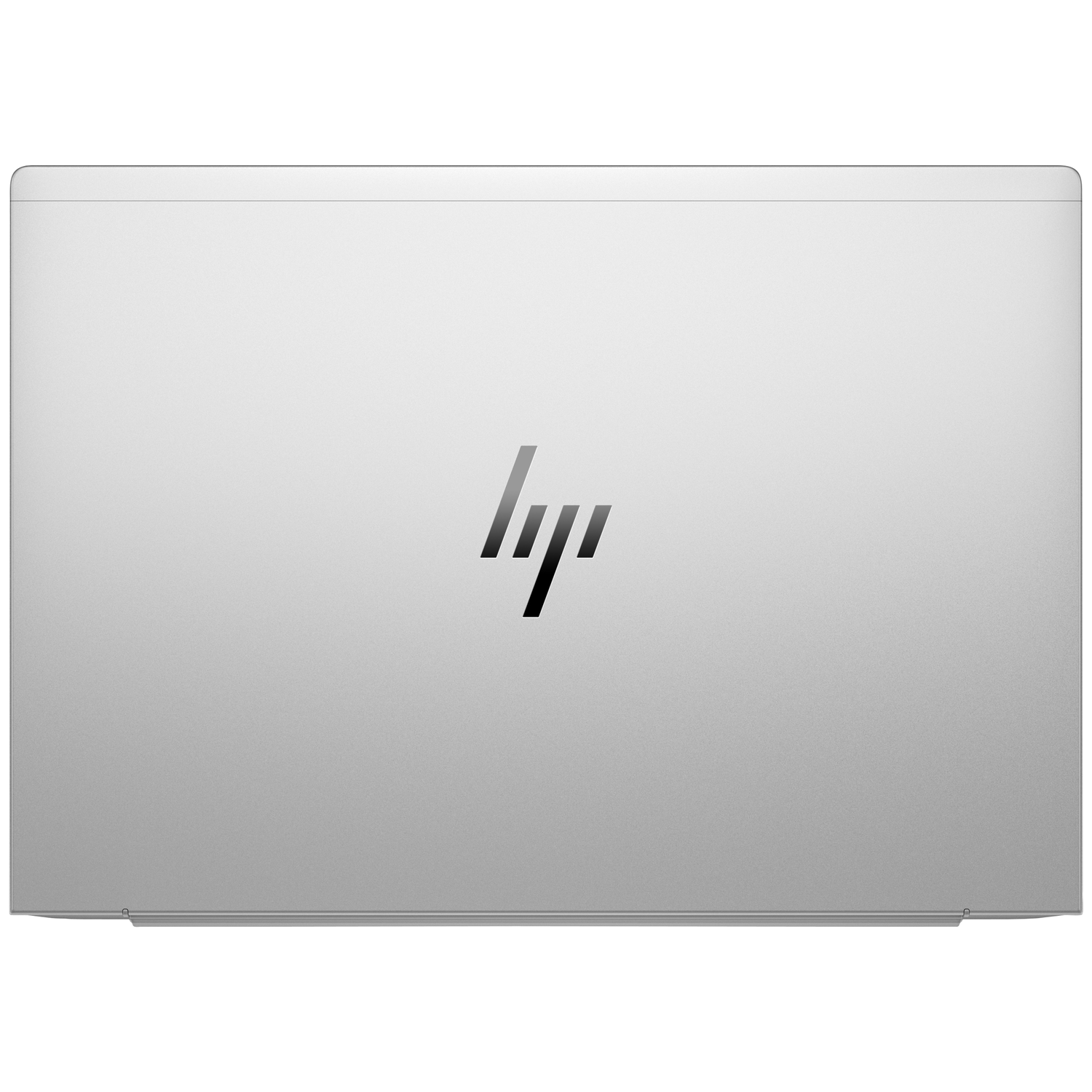 Gesloten zilveren laptop met HP-logo in het midden.