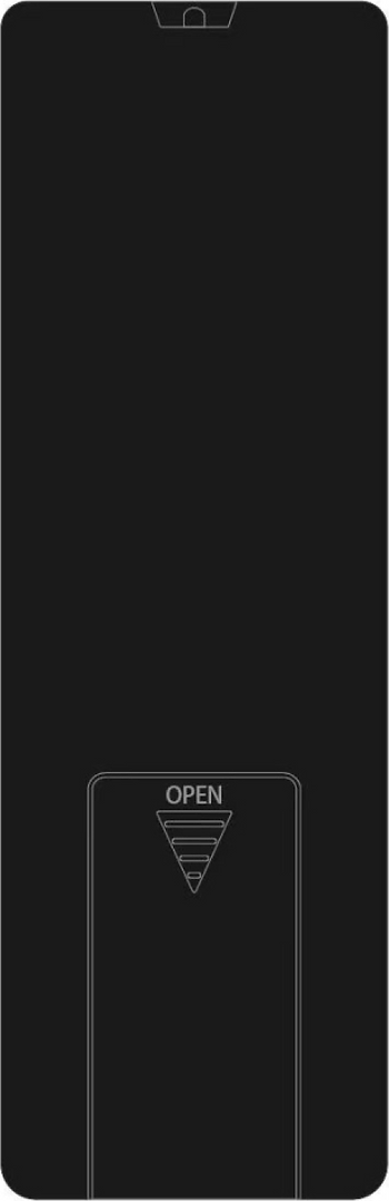 Schwarzes Objekt mit einer oberen Verriegelung und einem unteren "OPEN"-Symbol.