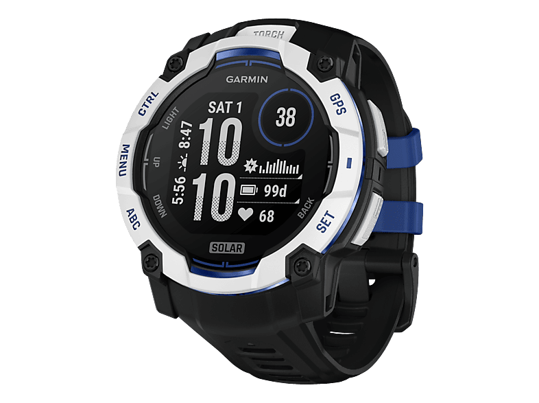 GARMIN Instinct 3 Solar (50 mm) - SUPERNOVA Limited Edition Multisport-Smartwatch Faserverstärktes Polymer Silikon, 141-213 mm, Steinweiss/Schwarz