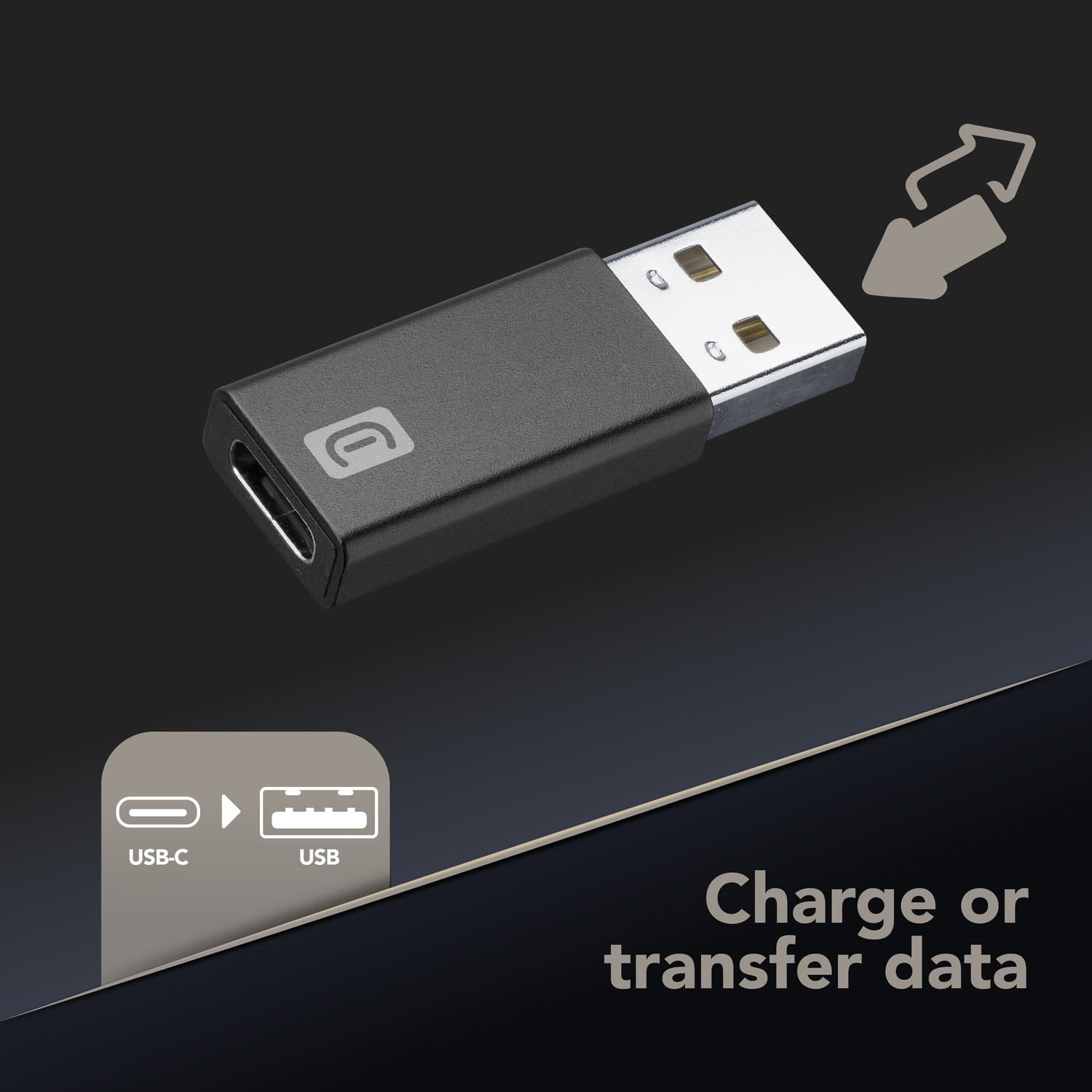 Adattatore da USB-C a USB, perfetto per ricaricare o trasferire dati.