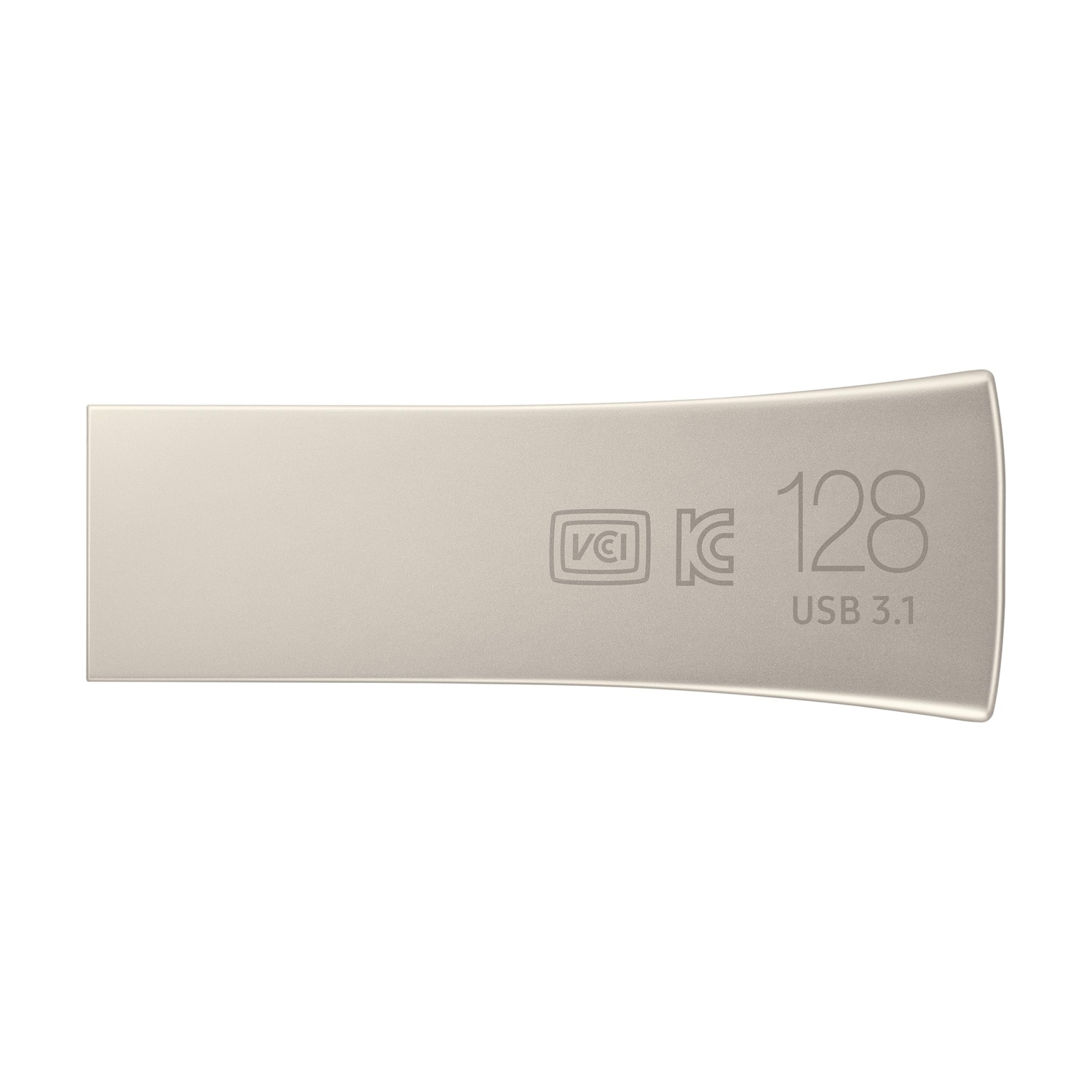 Un'unità USB argentata da 128 GB con connessione USB 3.1.