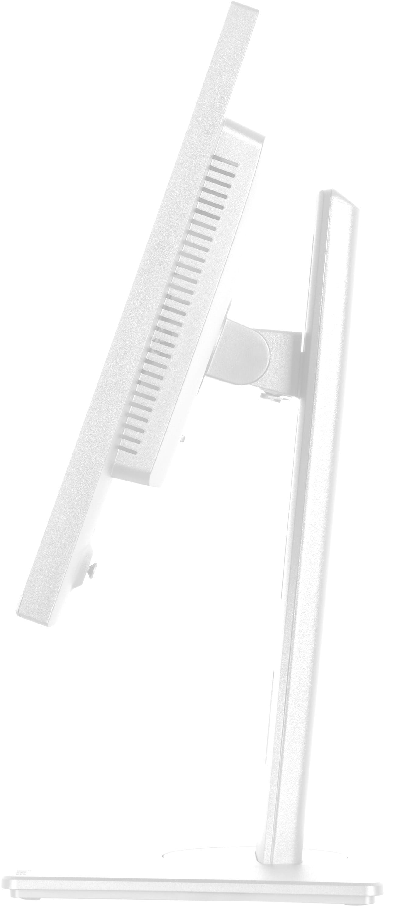 Ein weißer Computermonitor von der Seite, mit Lüftungsschlitzen.