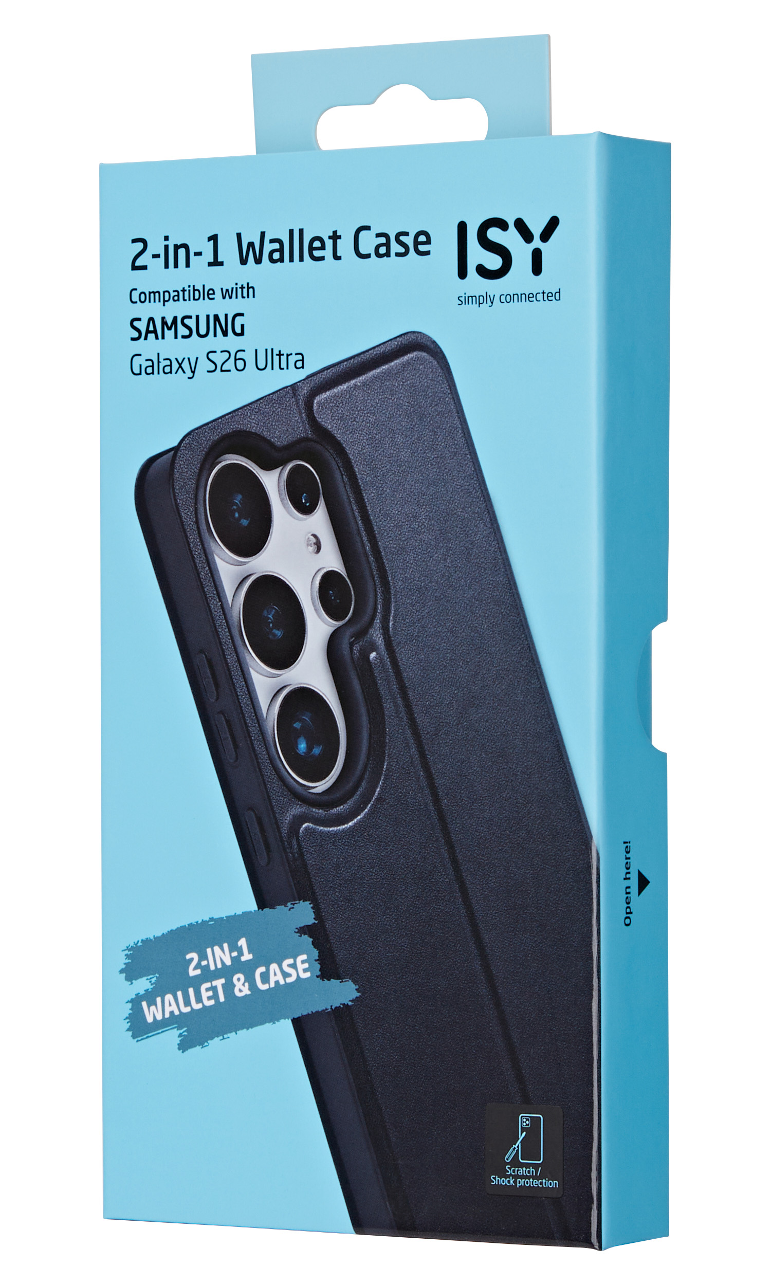 ISY 2-in-1 Wallet Case für Samsung Galaxy S26 Ultra, schwarz.