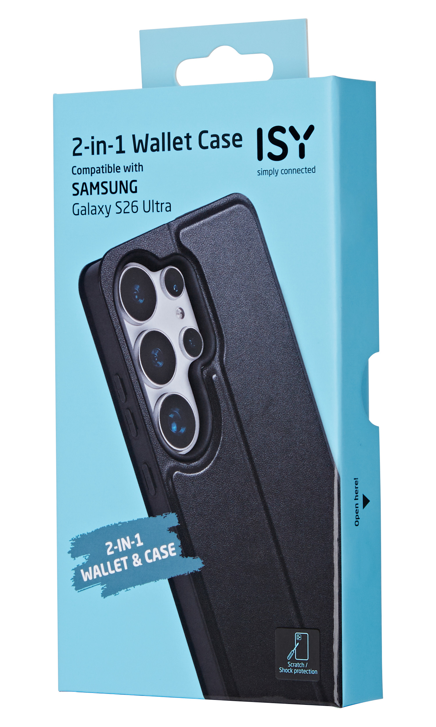 ISY 2-in-1 Wallet Case für Samsung Galaxy S26 Ultra, schwarz.
