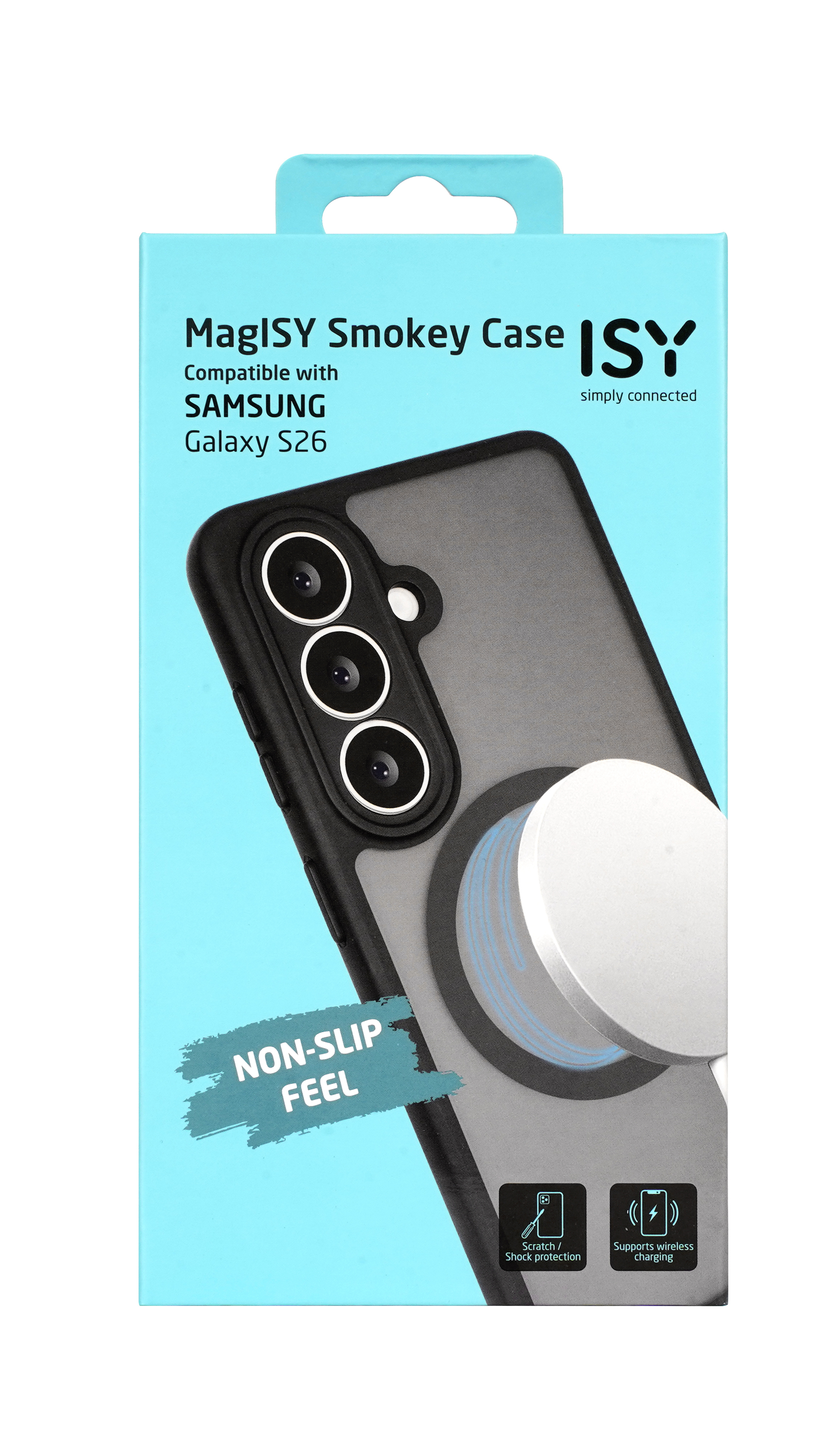MagISY Smokey Hülle für Samsung Galaxy S26, schwarz, mit Magnetring.