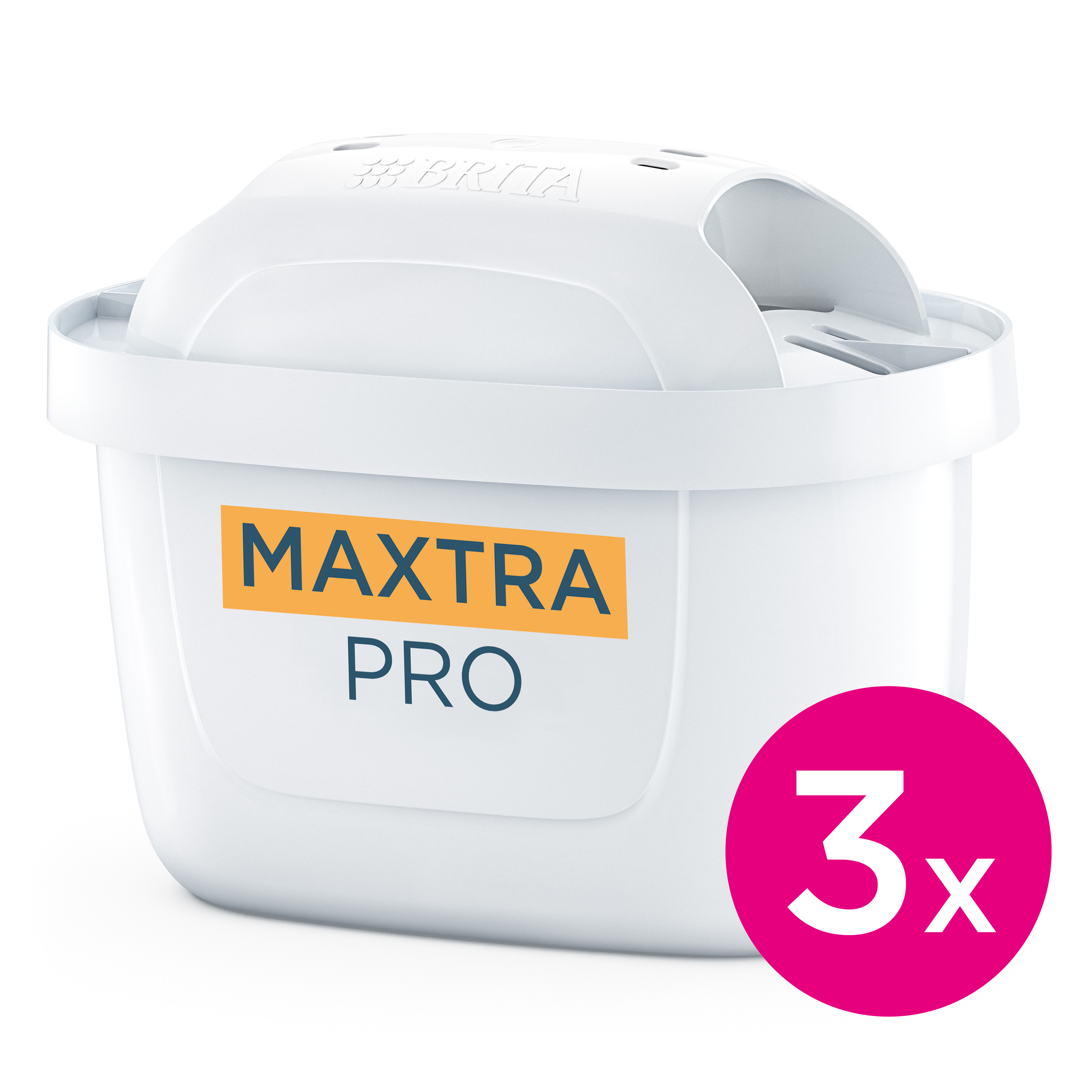 Cartuccia filtro acqua Brita MAXTRA PRO bianca con stampa 3x.