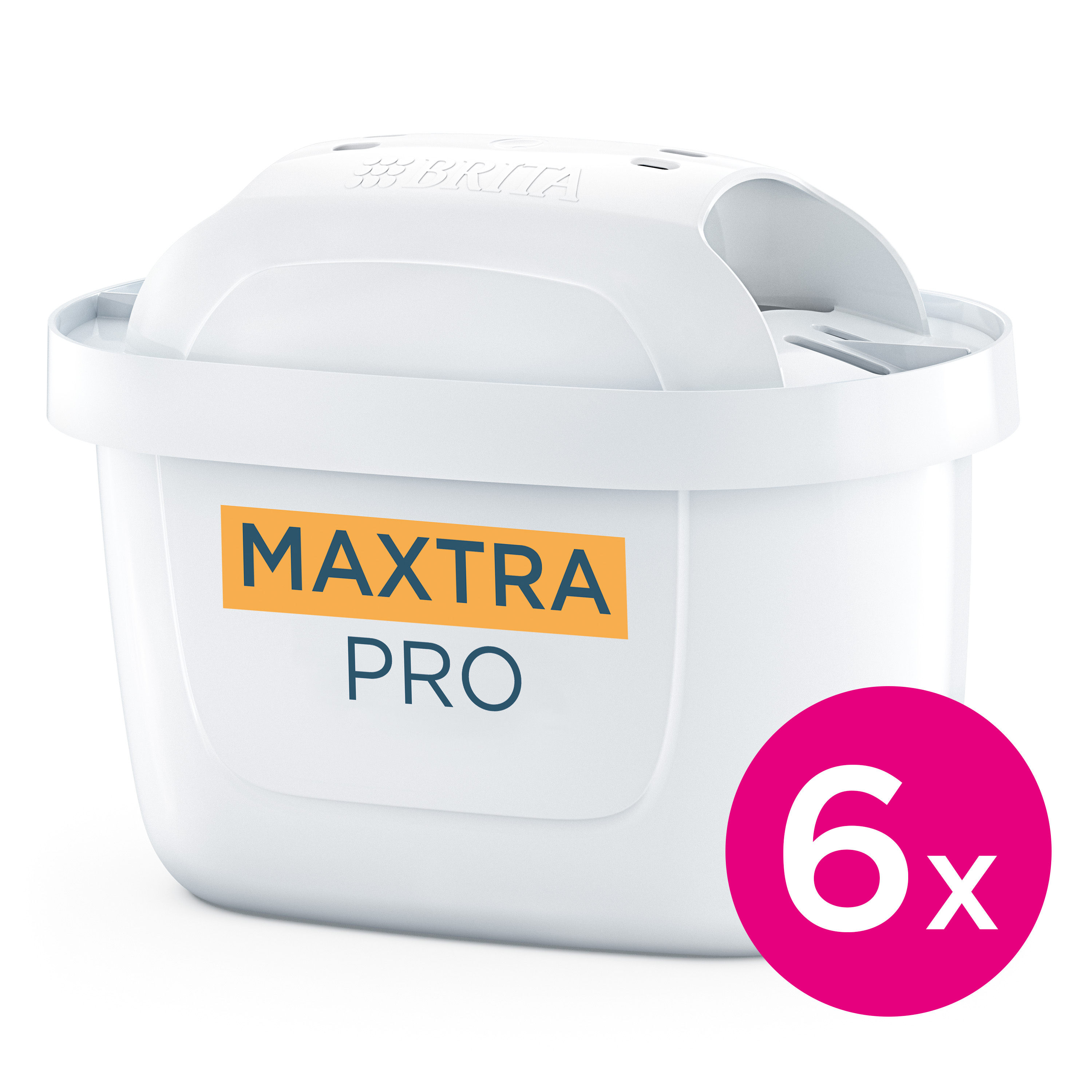 Cartuccia filtro acqua Brita bianca "MAXTRA PRO" con simbolo "6x".