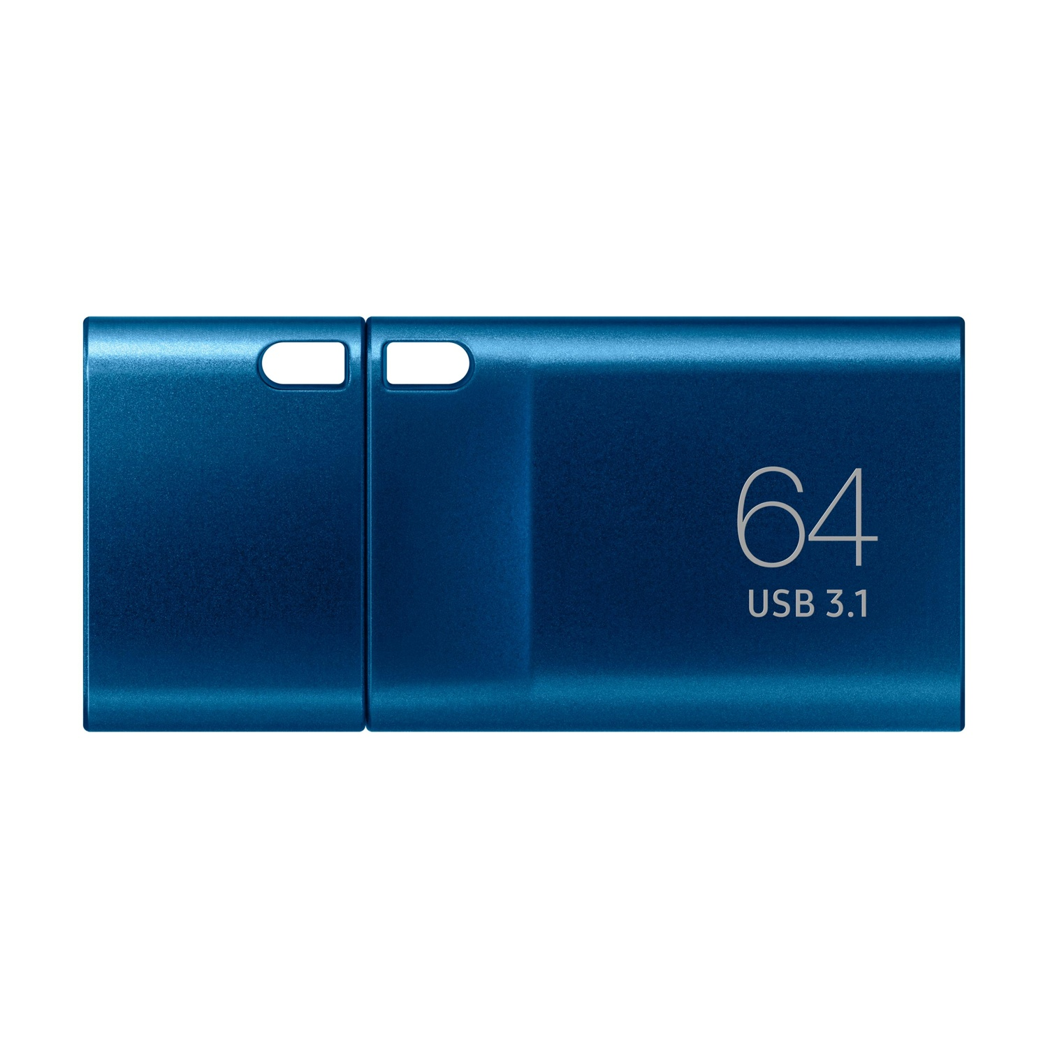 Una chiavetta USB blu da 64 GB con interfaccia USB 3.1.