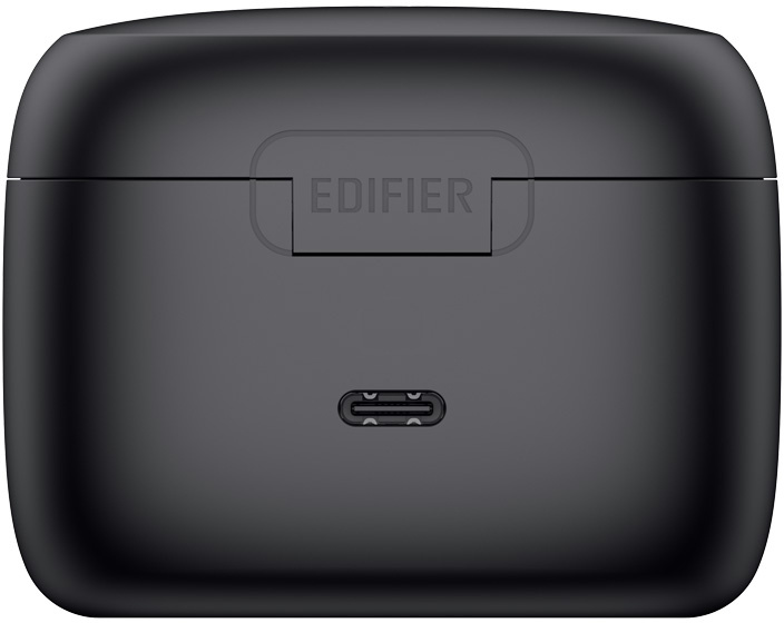 Fekete töltőtok EDIFIER logóval és USB-C porttal.