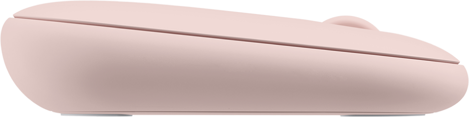 Różowa mysz komputerowa z szarym kółkiem i szwem.