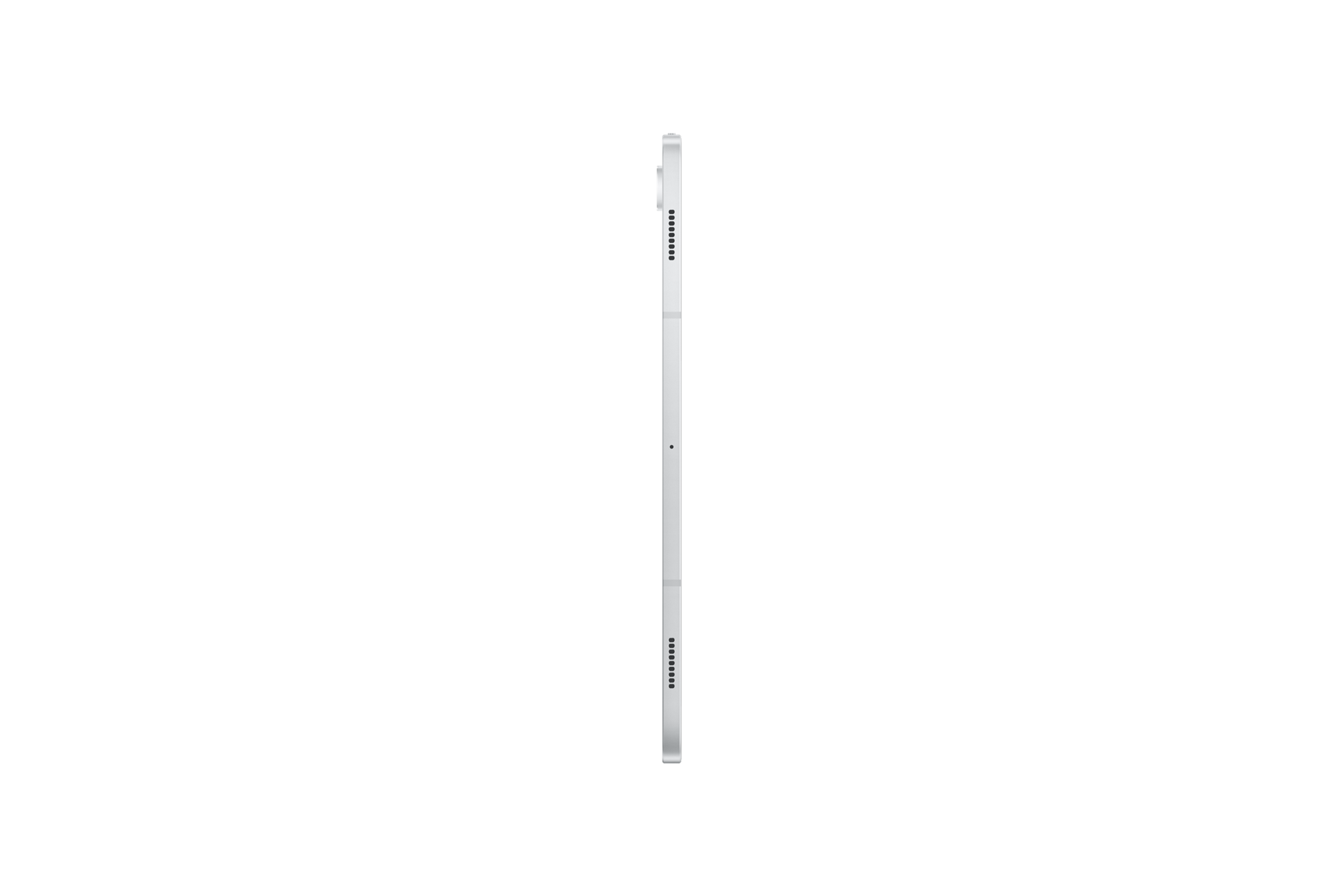 Biały tablet w profilu na czarnym tle.