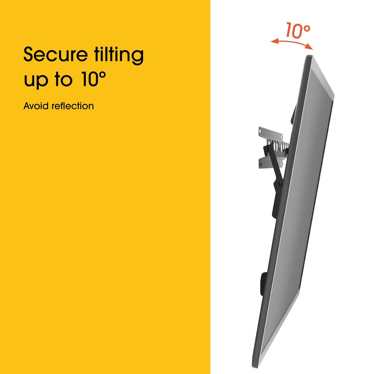 Telewizor na uchwycie ściennym, z możliwością nachylenia do 10°.