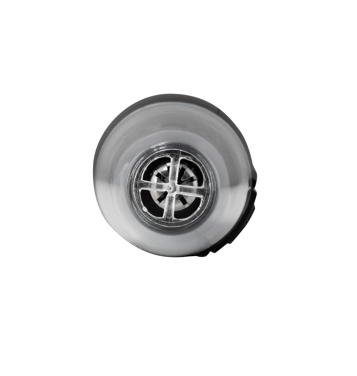 Zbliżenie srebrnego sitka odpływowego z poprzeczkami.