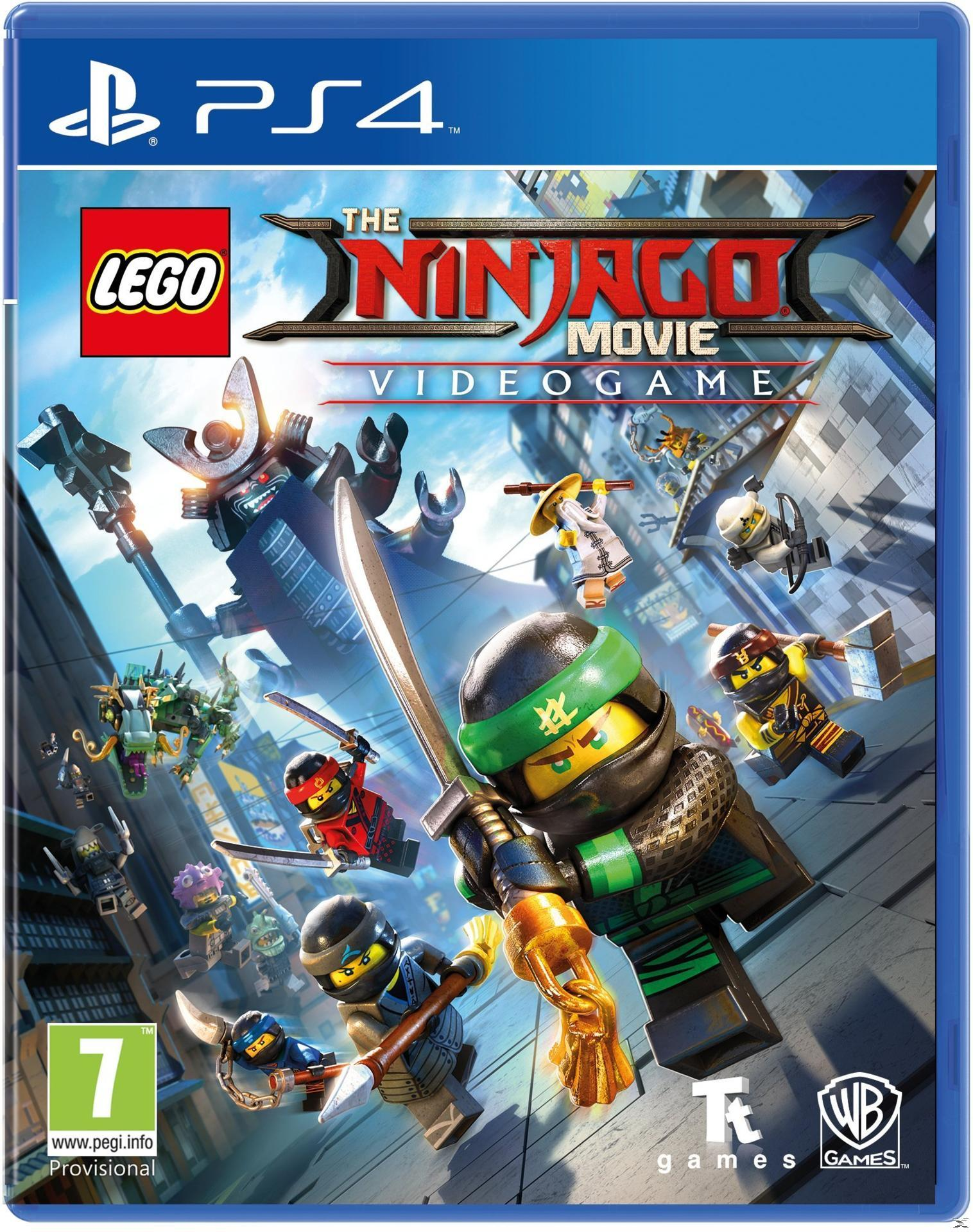 Okładka gry wideo LEGO Ninjago Movie na PS4, z ninja i robotami.