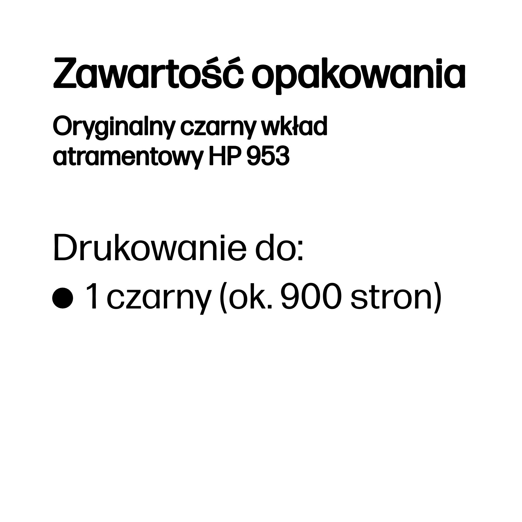 Zawartość opakowania: Czarny wkład HP 953 na ok. 900 stron.
