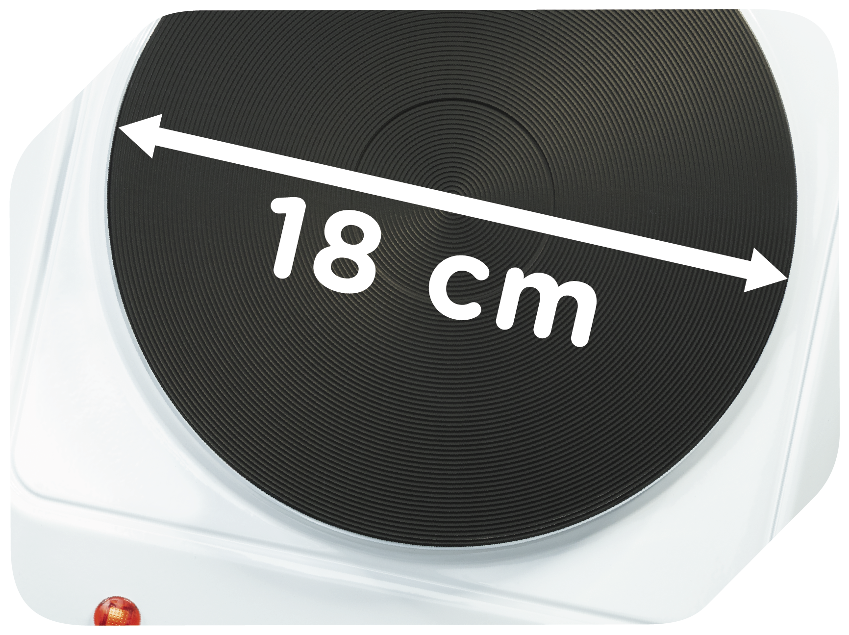 Płyta grzewcza o średnicy 18 cm.