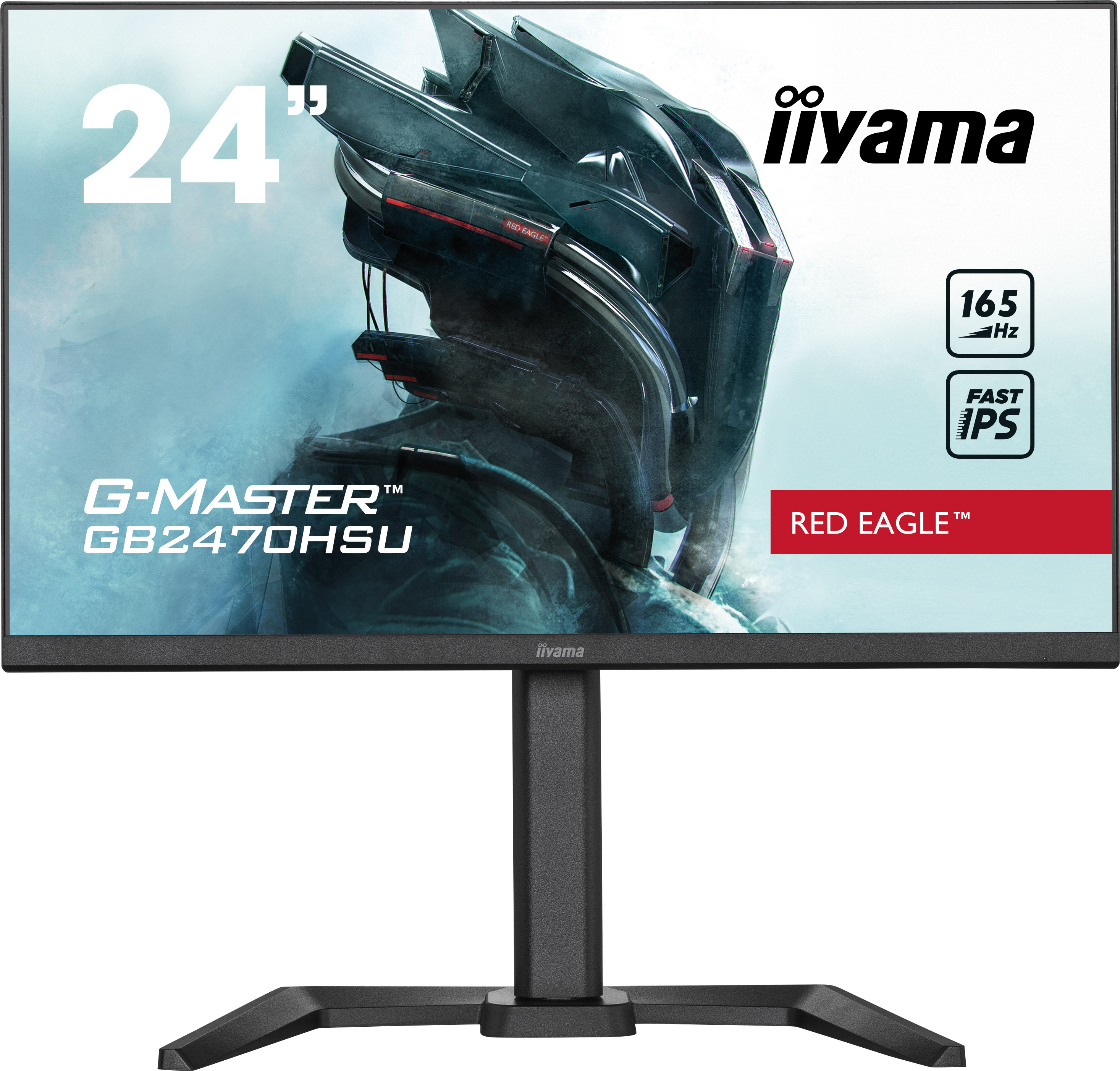 24-calowy monitor gamingowy iiyama z futurystycznym tłem.