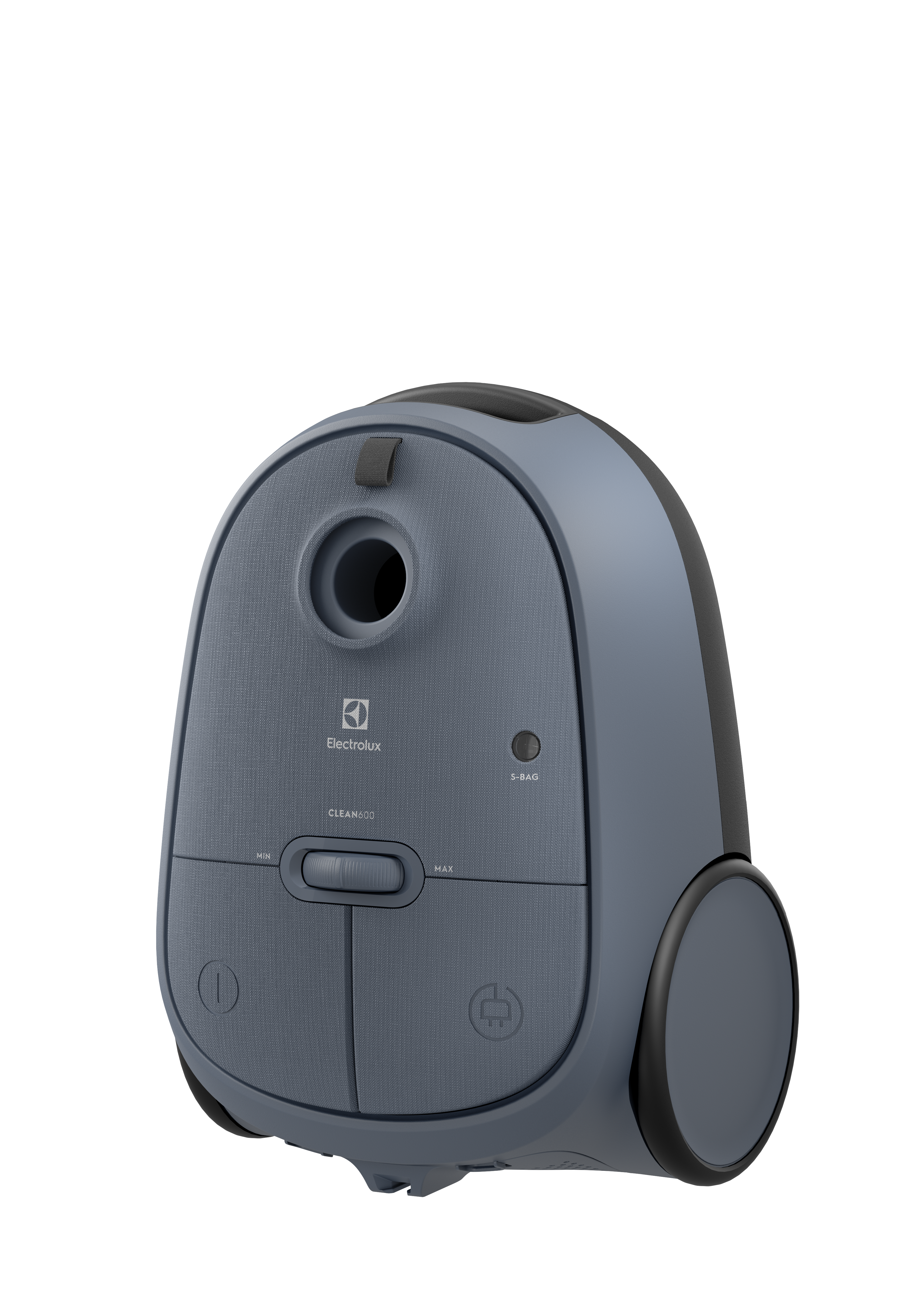 Niebieski odkurzacz Electrolux z srebrnym suwakiem i czarnym uchwytem.