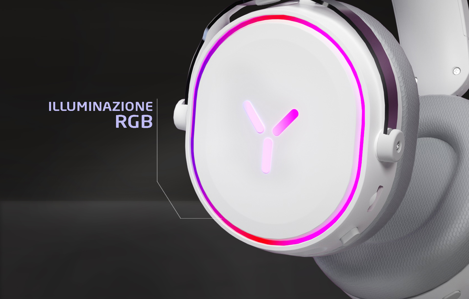 Biaće słuchawki z podświetleniem RGB i logo Y.