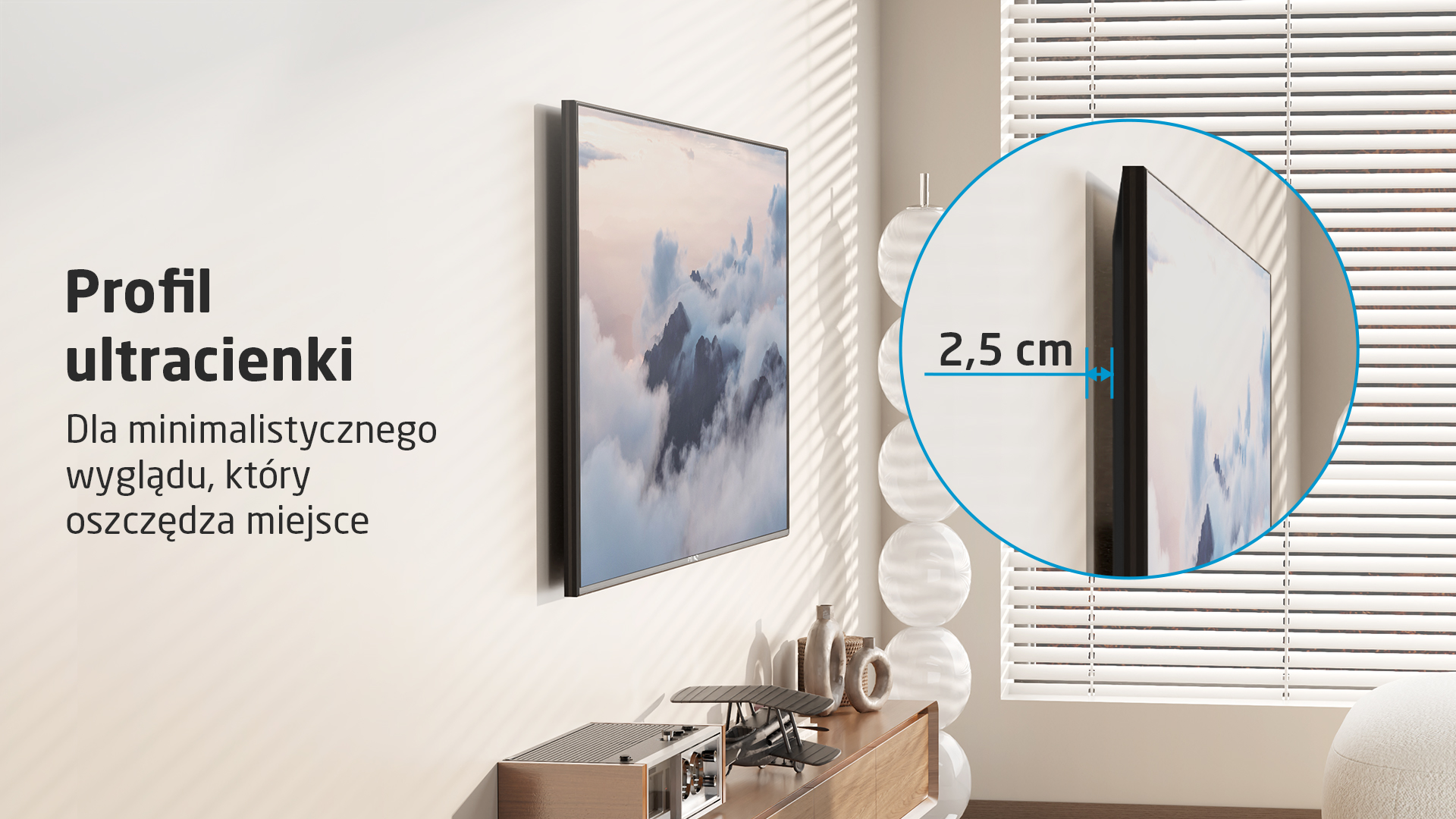 Smukły profil: Telewizor o grubości 2,5 cm, który oszczędza miejsce.