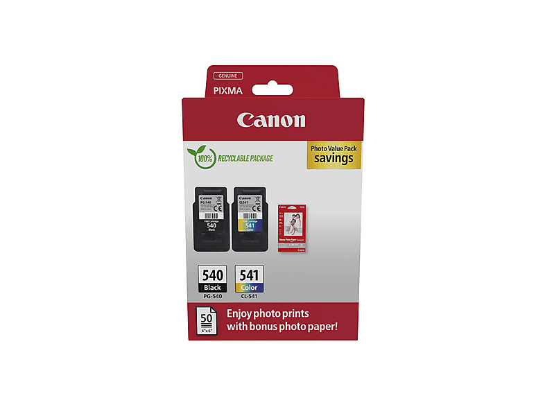Canon Zestaw 2 tuszów PG-540 + CL-541 + papier foto 50 szt