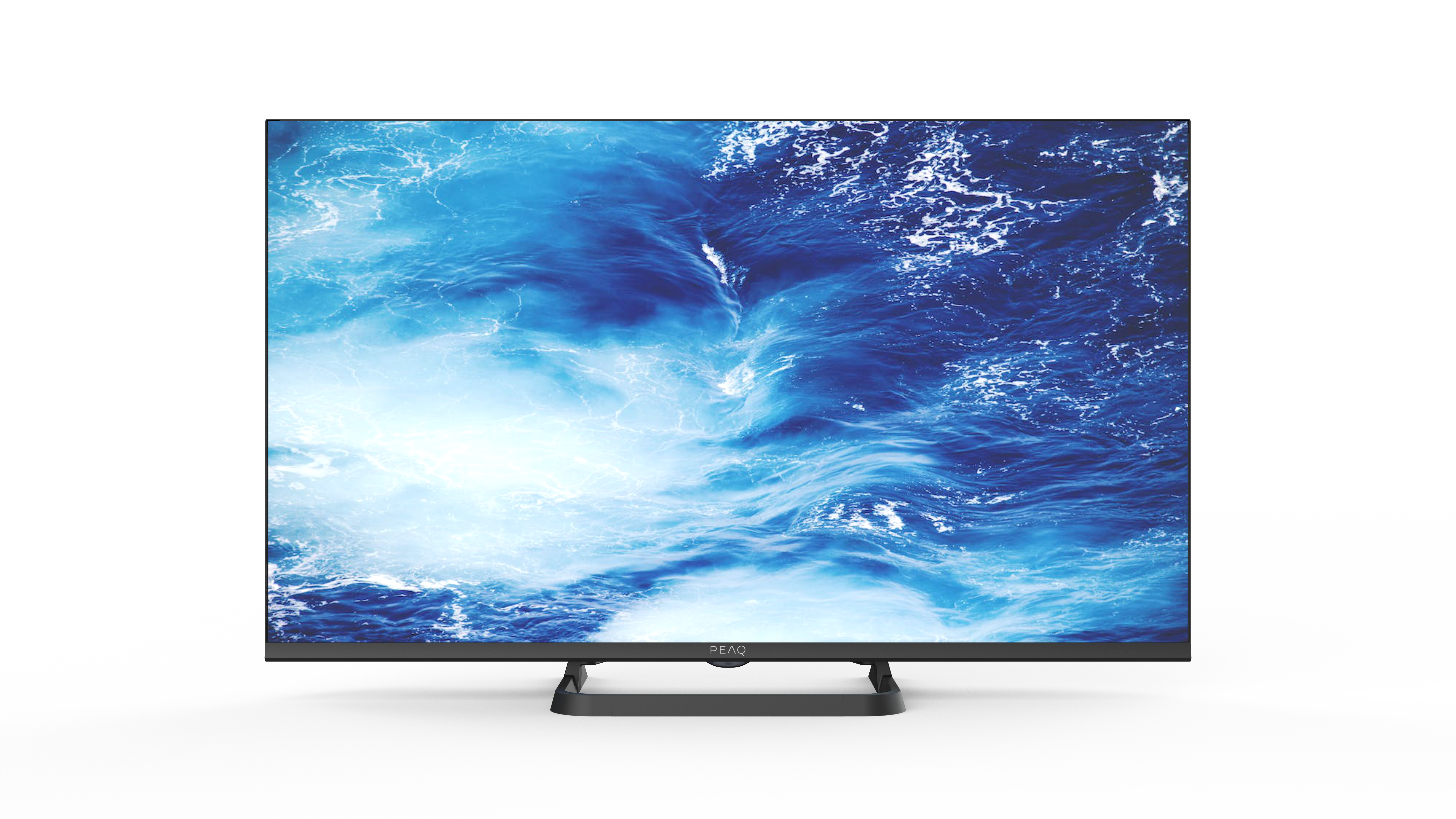 Nowoczesny monitor wyświetlający obraz głębokiej, niebieskiej wody oceanu.