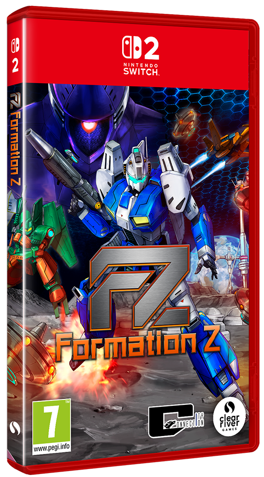 Una portada de videojuego con robots y el título Formation Z para Nintendo Switch.